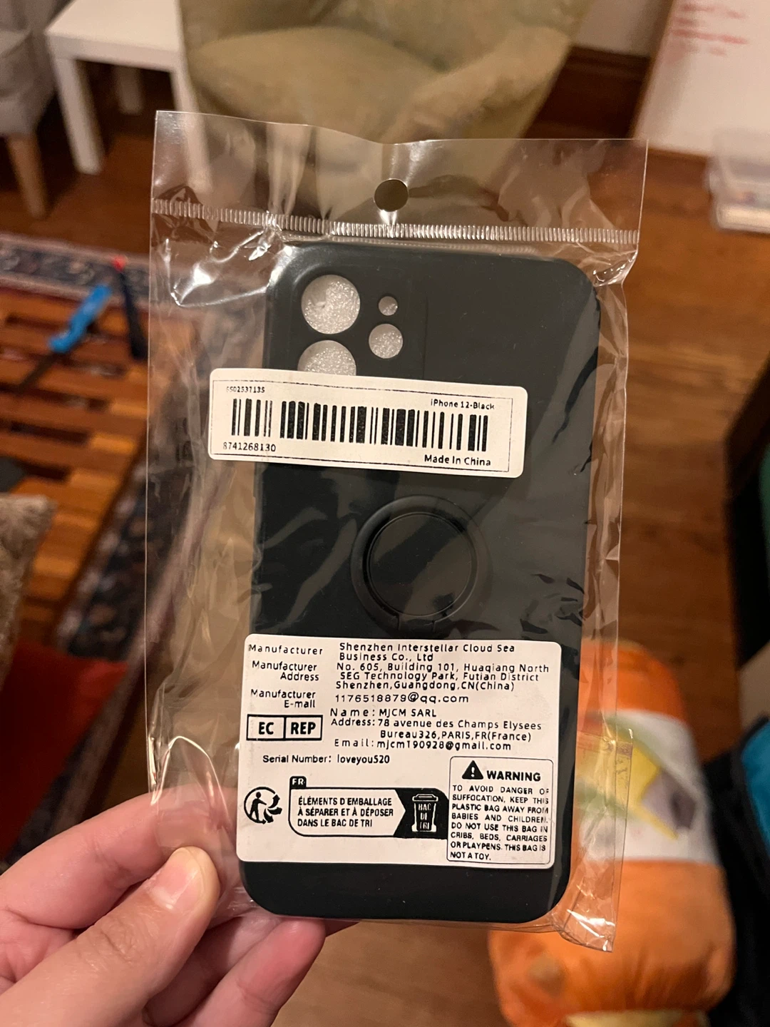 Black iPhone 12 Case with Ring Holder