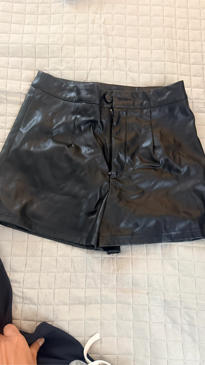 Black Faux Leather Shorts
