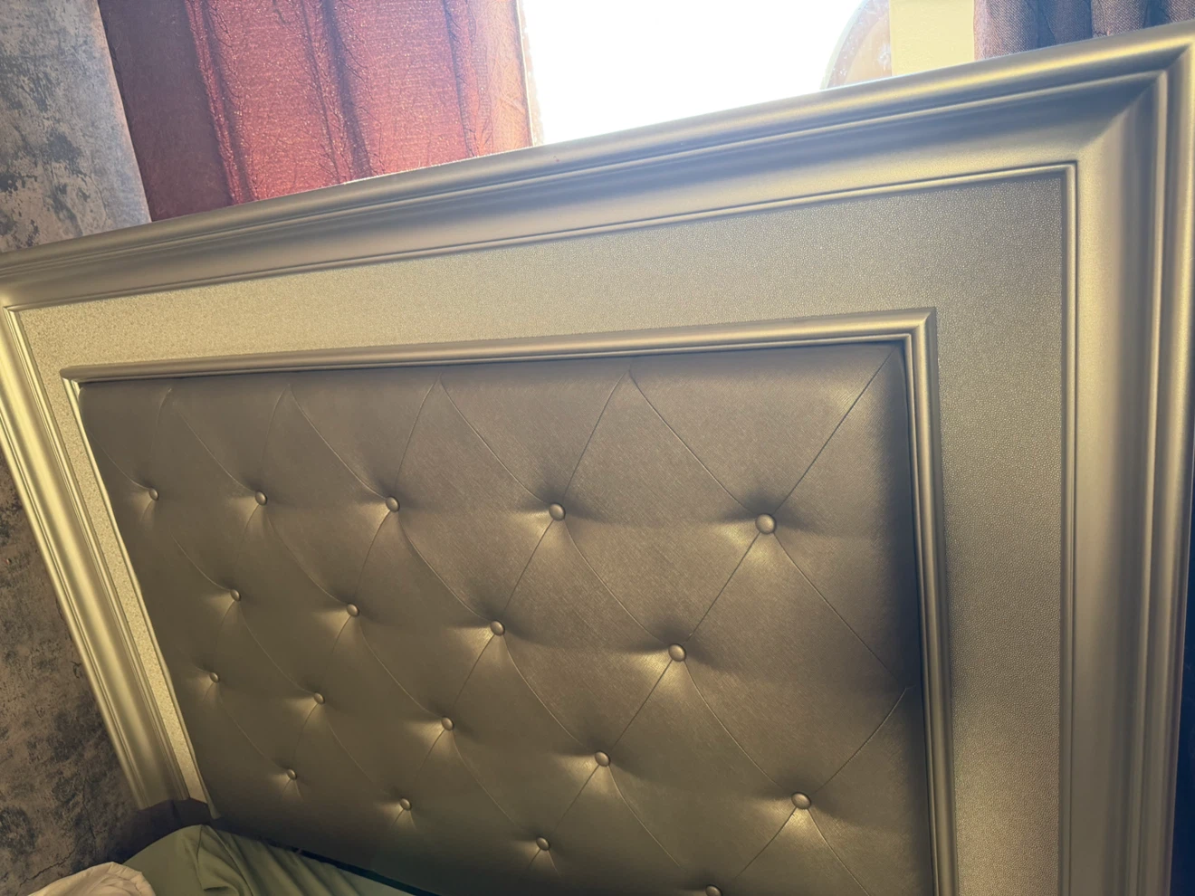 Silver Upholstered Queen Bed Frame - photo 2