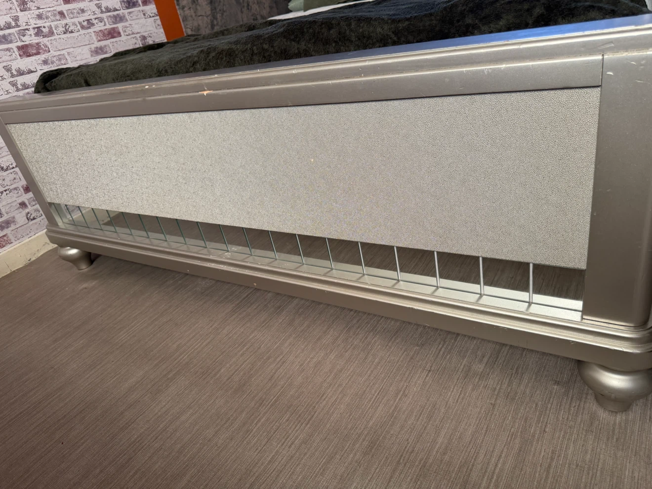 Silver Upholstered Queen Bed Frame - photo 3