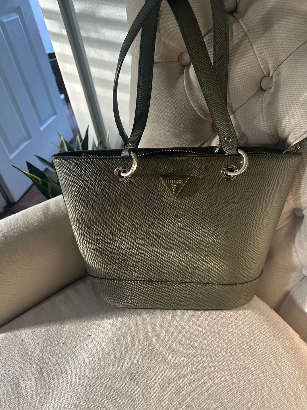 Guess Olive Green Tote Bag
