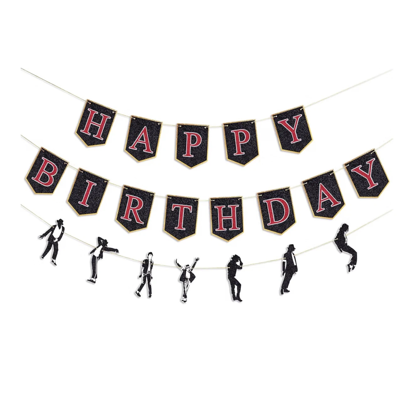Michael Jackson Themed Birthday Party Banner and Toppers