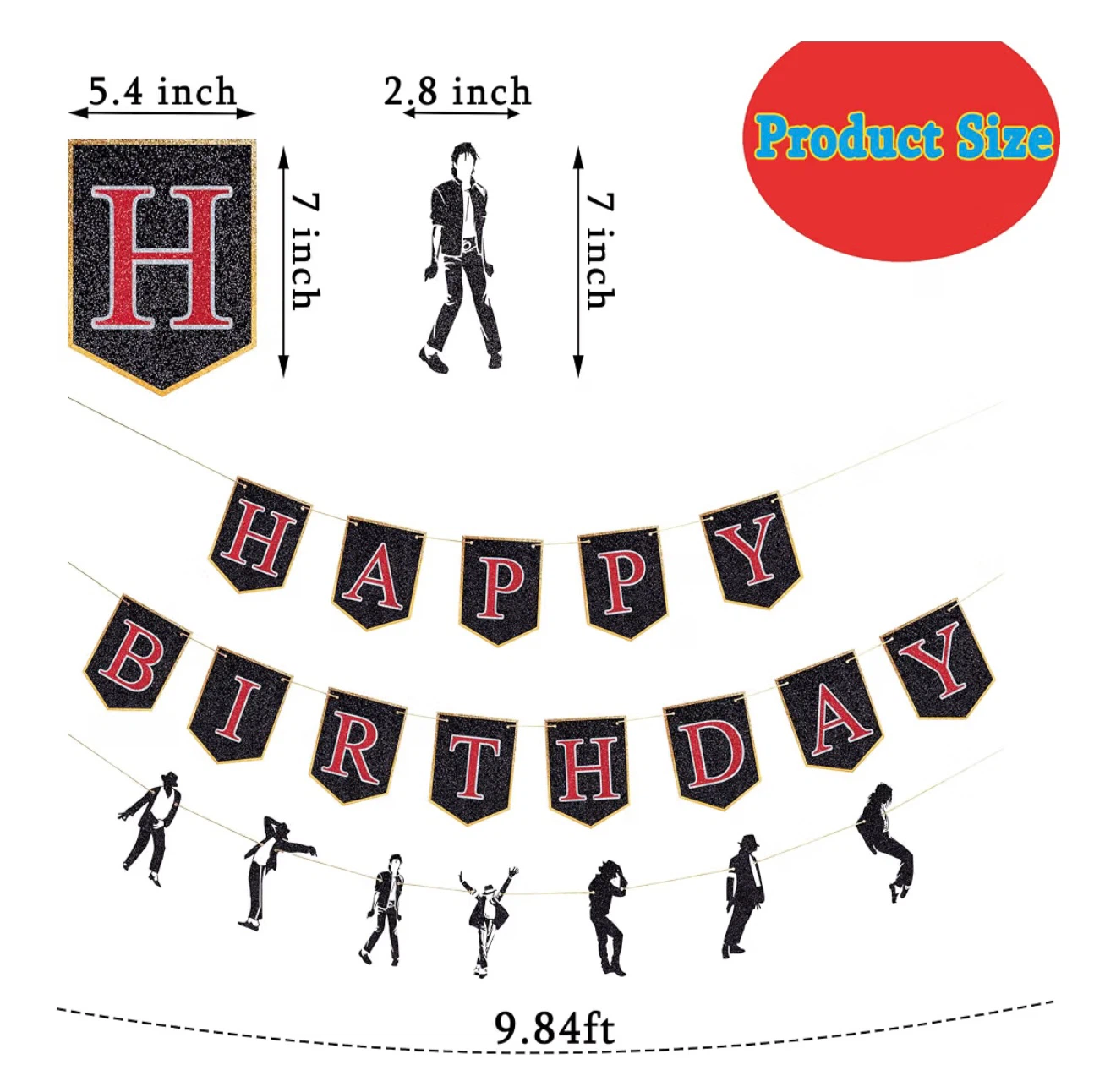 Michael Jackson Themed Birthday Party Banner and Toppers - photo 2