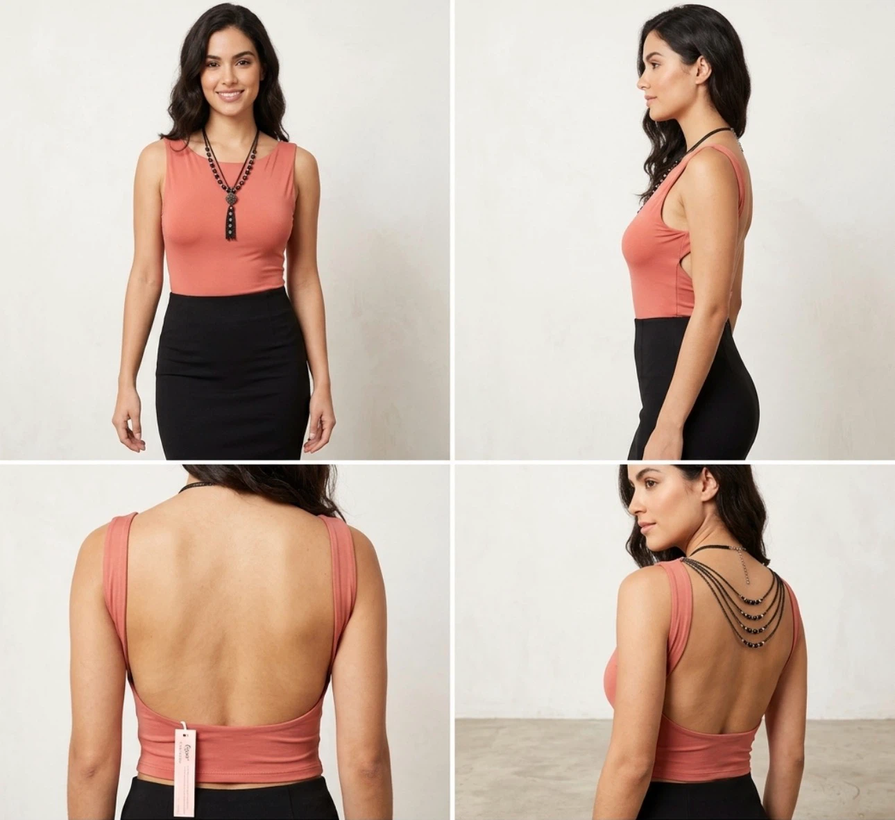 Qinsen Open Back Tank Top