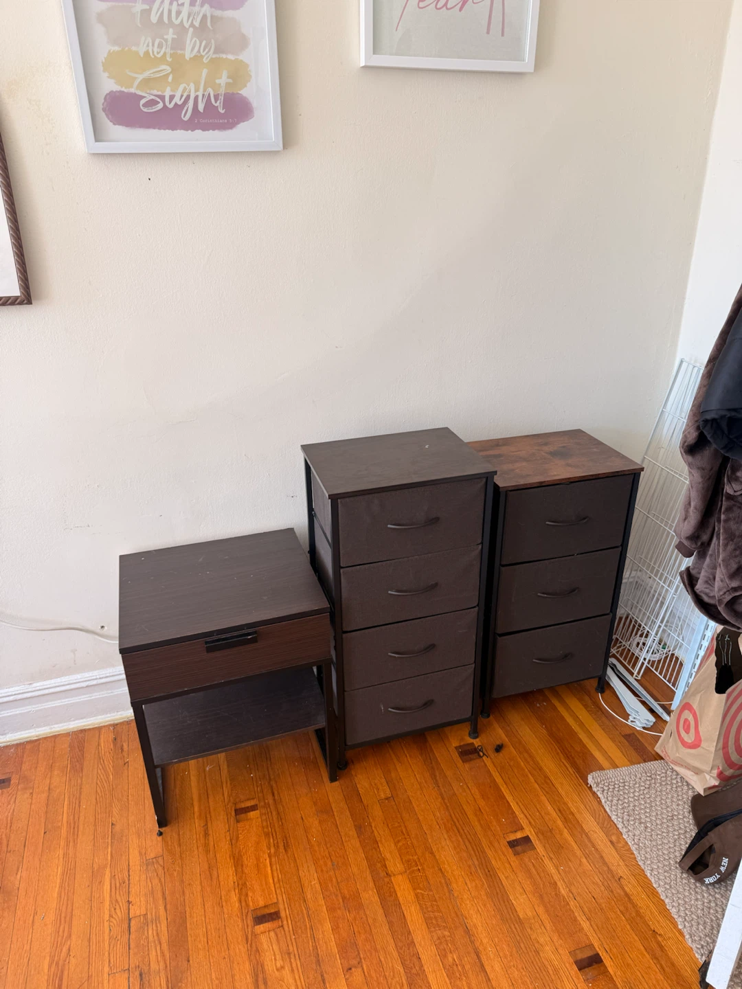 Set of 3 dark brown storage units