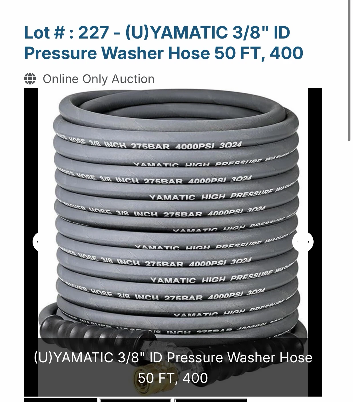 YAMATIC 3/8" Pressure Washer Hose 50 ft - photo 2