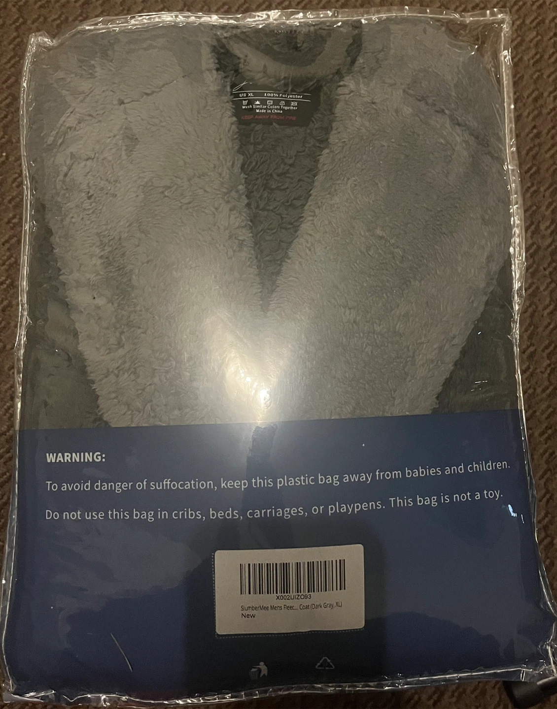 SlumberMee Fleece Bathrobe Dark Gray XL - photo 2