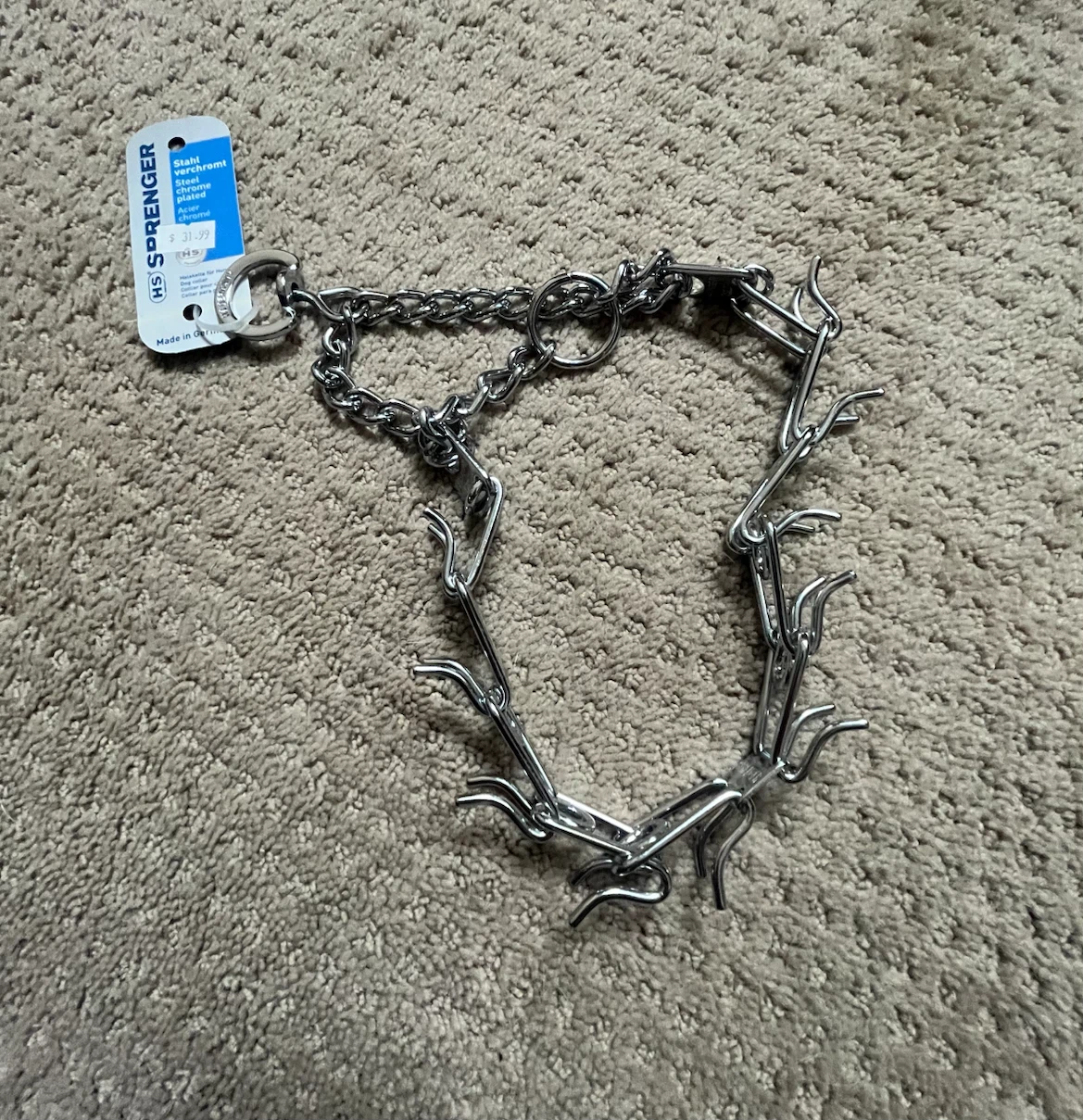 HS Sprenger Chrome Plated Prong Dog Collar