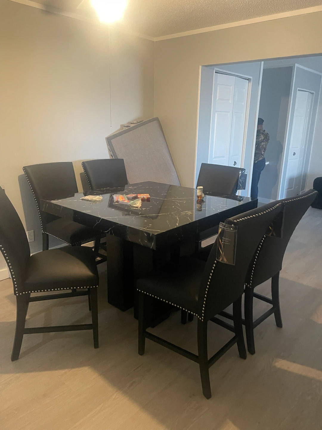 Black Marble Dining Table Set with 6 Chairs - photo 2
