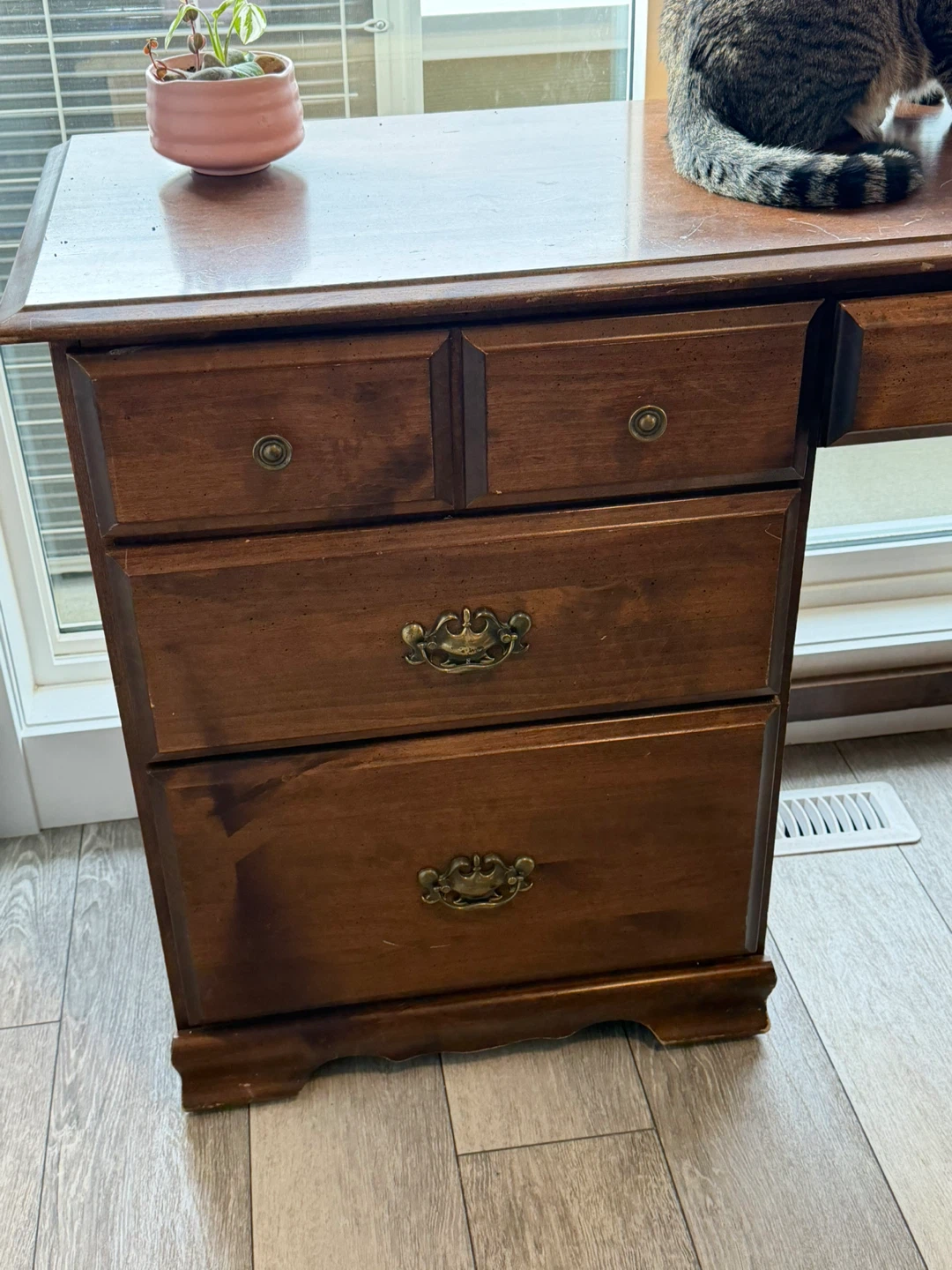 Oak Wooden Desk with Drawers - photo 2