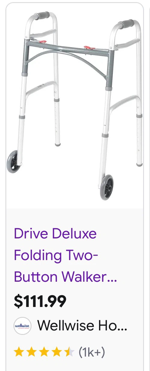 Drive Deluxe Folding Two-Button Walker With 5" Wheels - photo 4