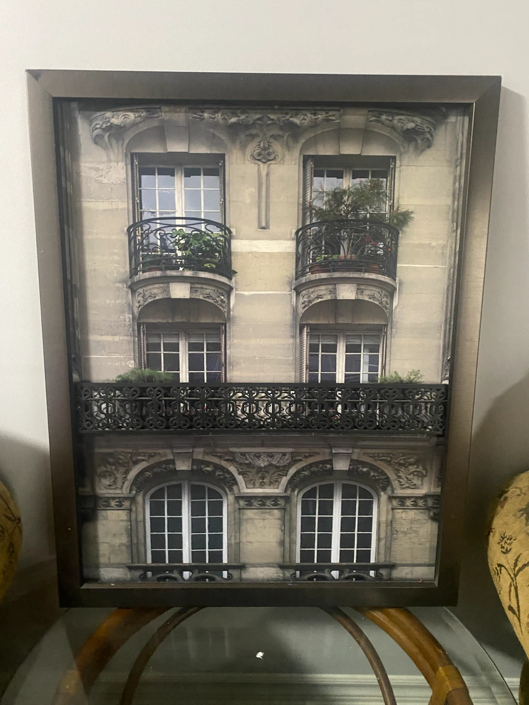 Vintage Rattan Glass Coffee Table & Wall Art Set - photo 2