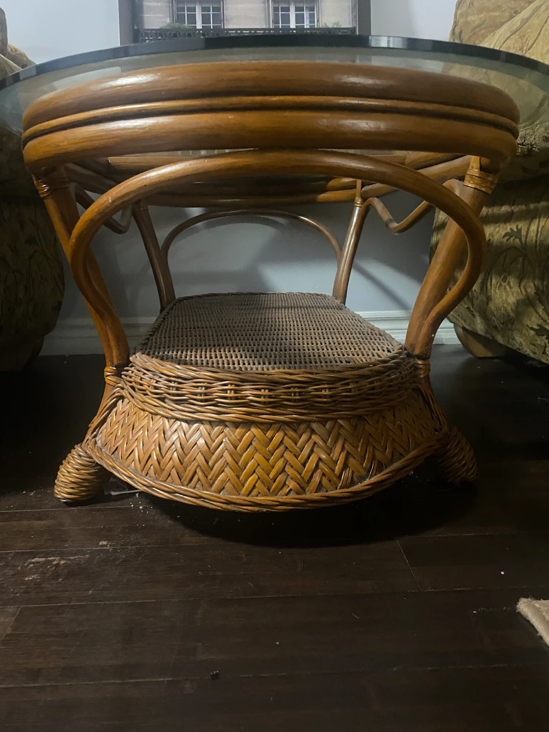 Vintage Rattan Glass Coffee Table & Wall Art Set - photo 4