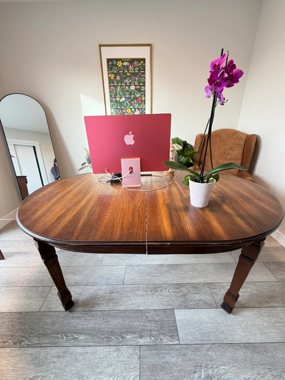 Vintage oval Oak Wooden Dining Table