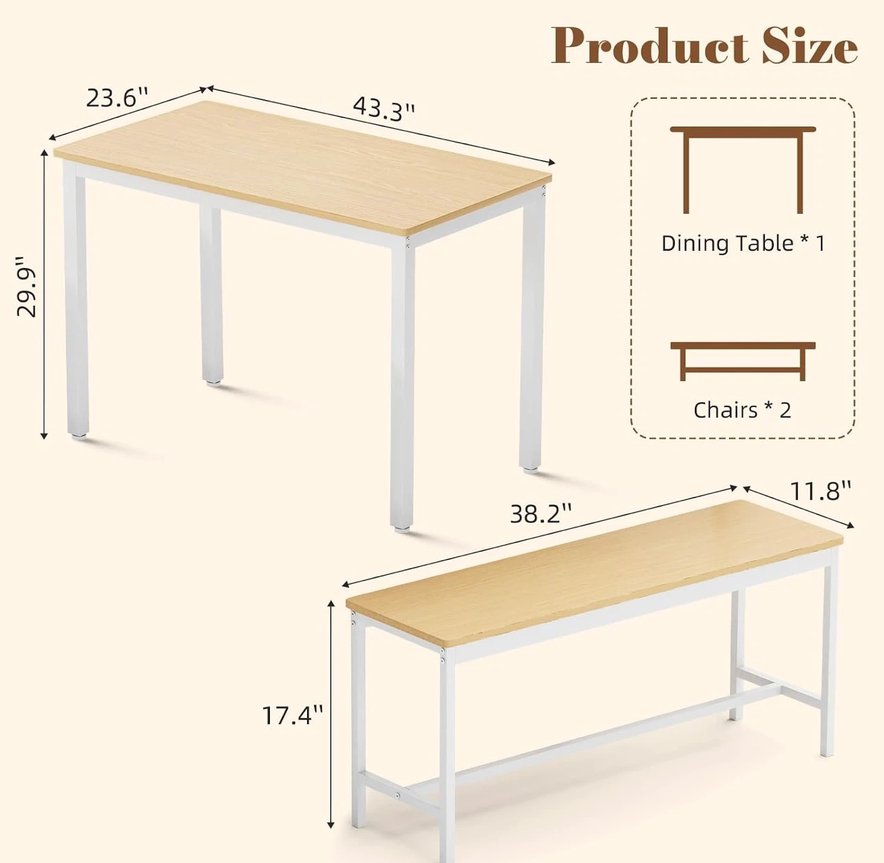 Mesa de comedor. Dining Table and Two Benches Set - photo 2