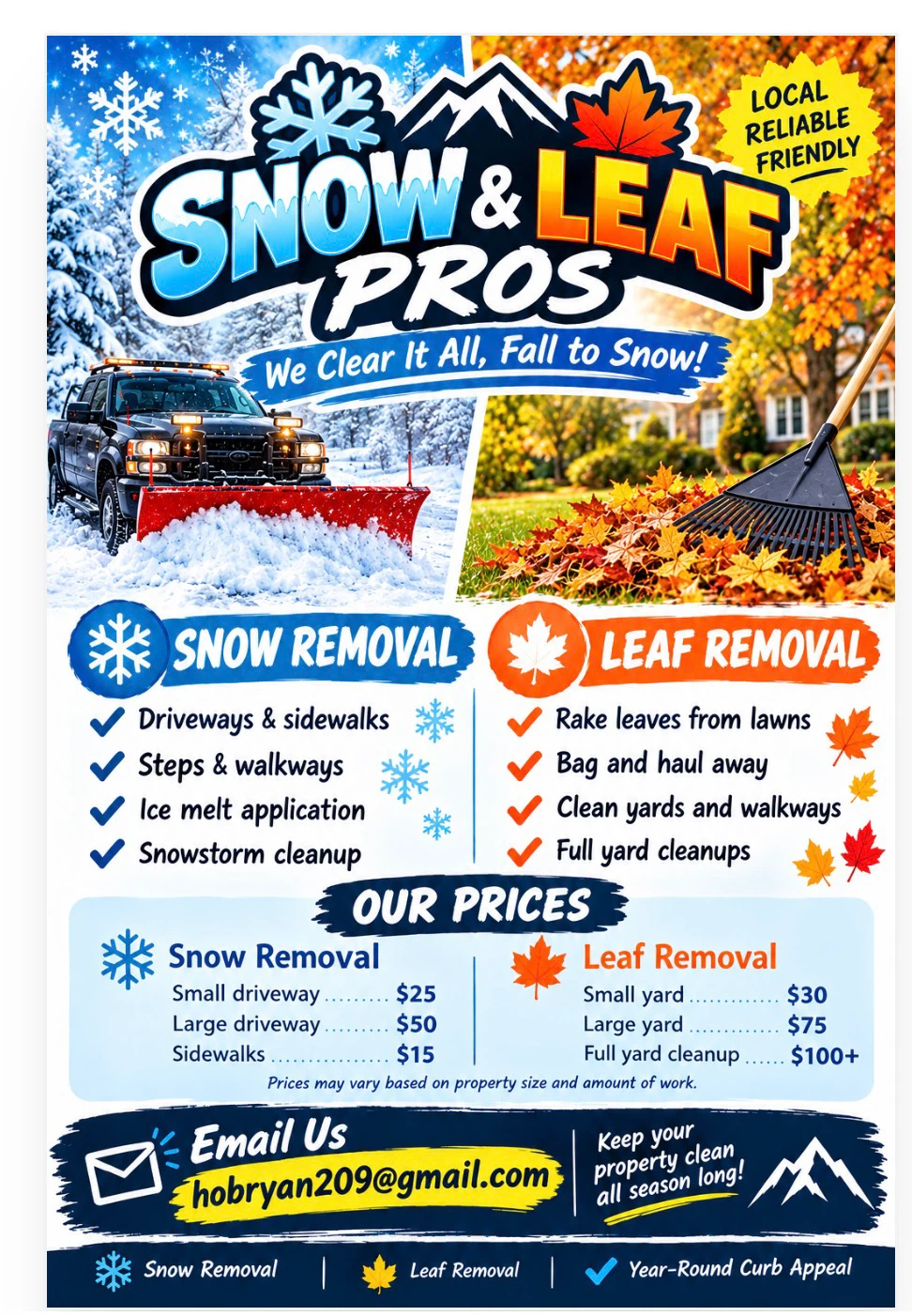 Snow removal and leaf removal