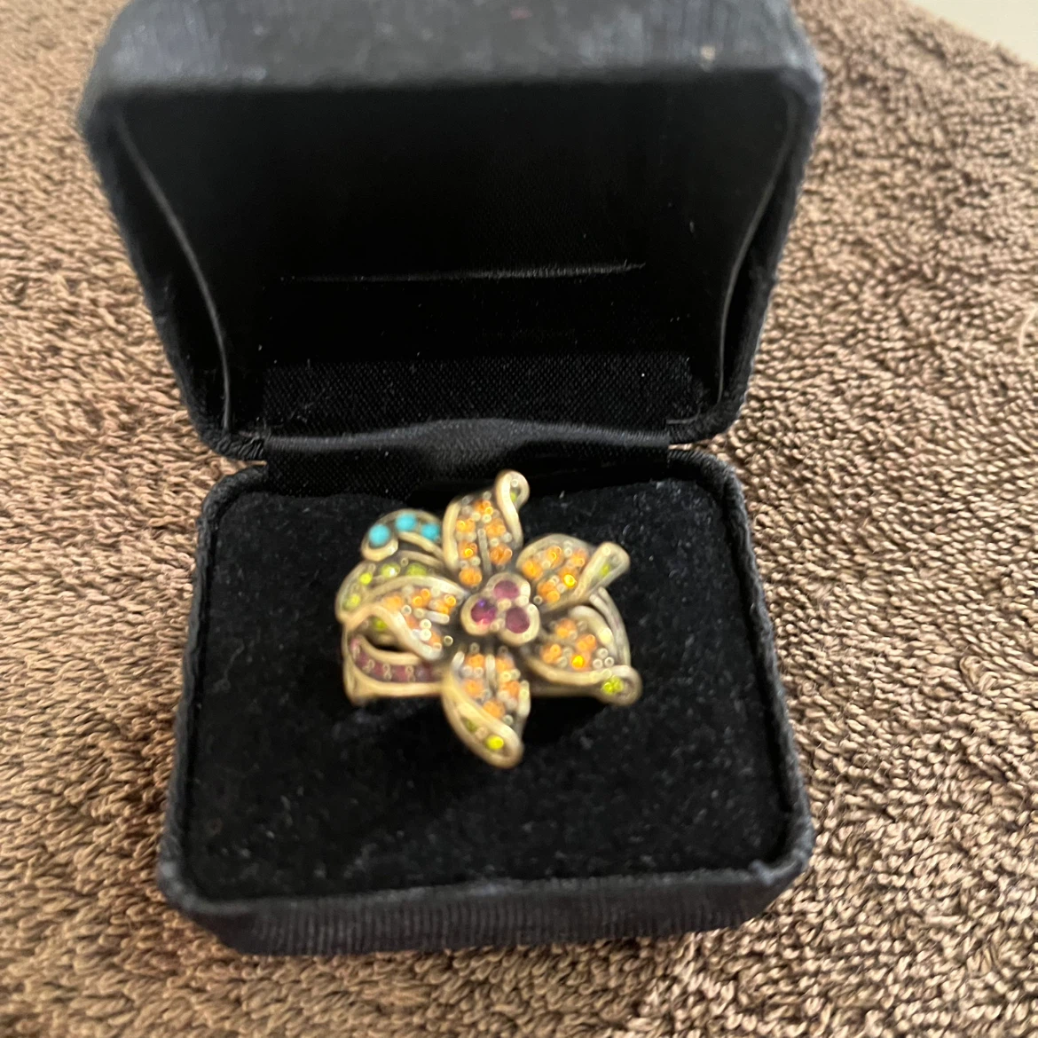 Heidi Daus Floral Statement Ring with Multi-Colored Crystals