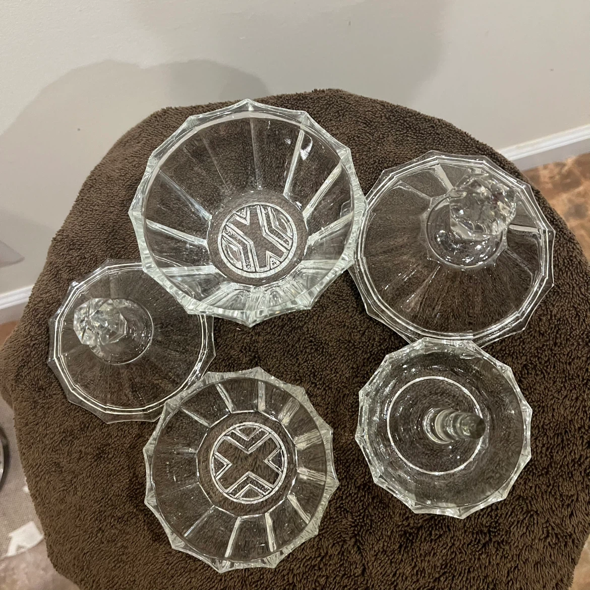 Vintage Clear Glass Trinket Bowls with Lids Set - photo 2