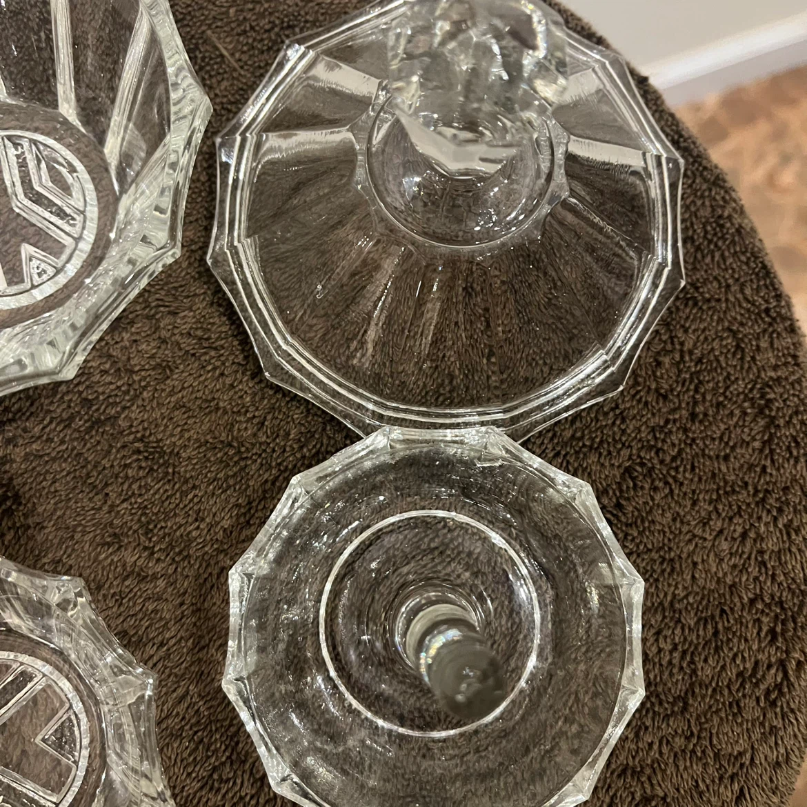 Vintage Clear Glass Trinket Bowls with Lids Set - photo 4