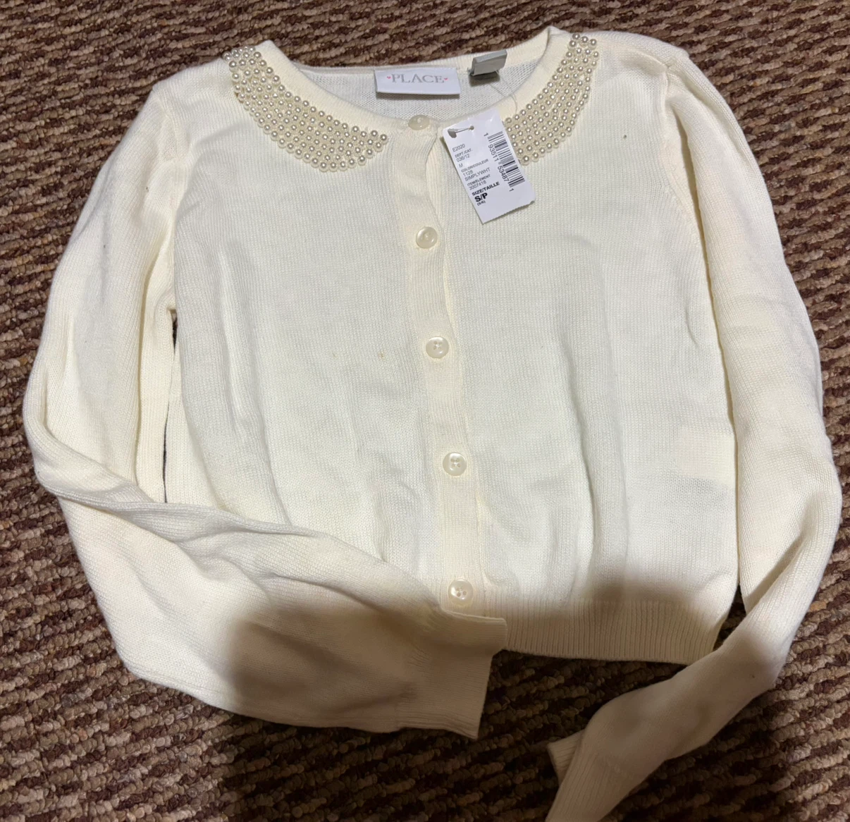The Children's Place Girls' Pearl Collar Cardigan
