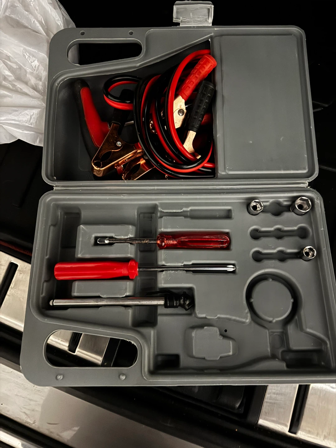 Automotive Emergency Tool Kit with Jumper Cables