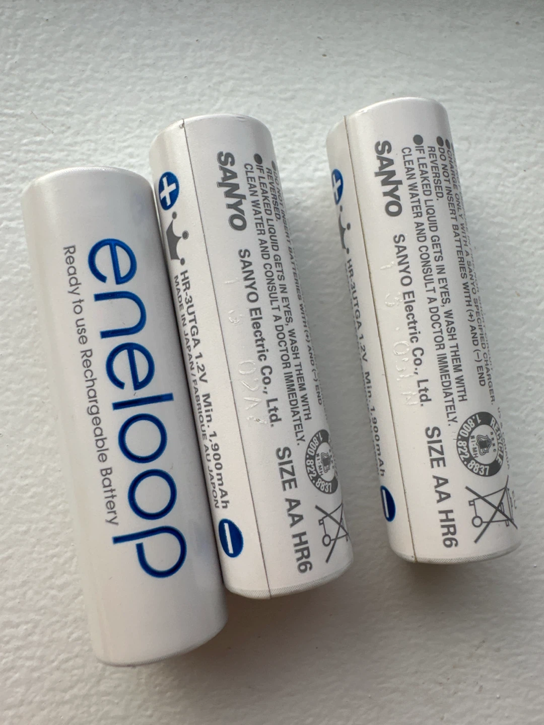 3 Sanyo Eneloop AA Rechargeable Batteries