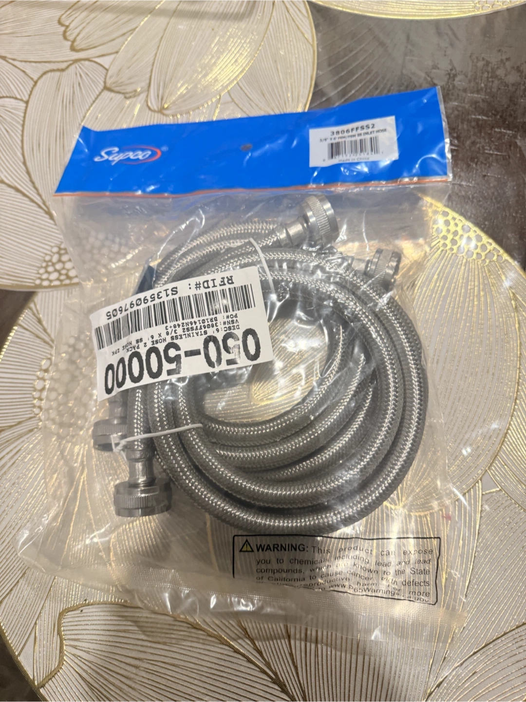 Supco 3/8" x 6' Stainless Steel Inlet Hose 2-Pack