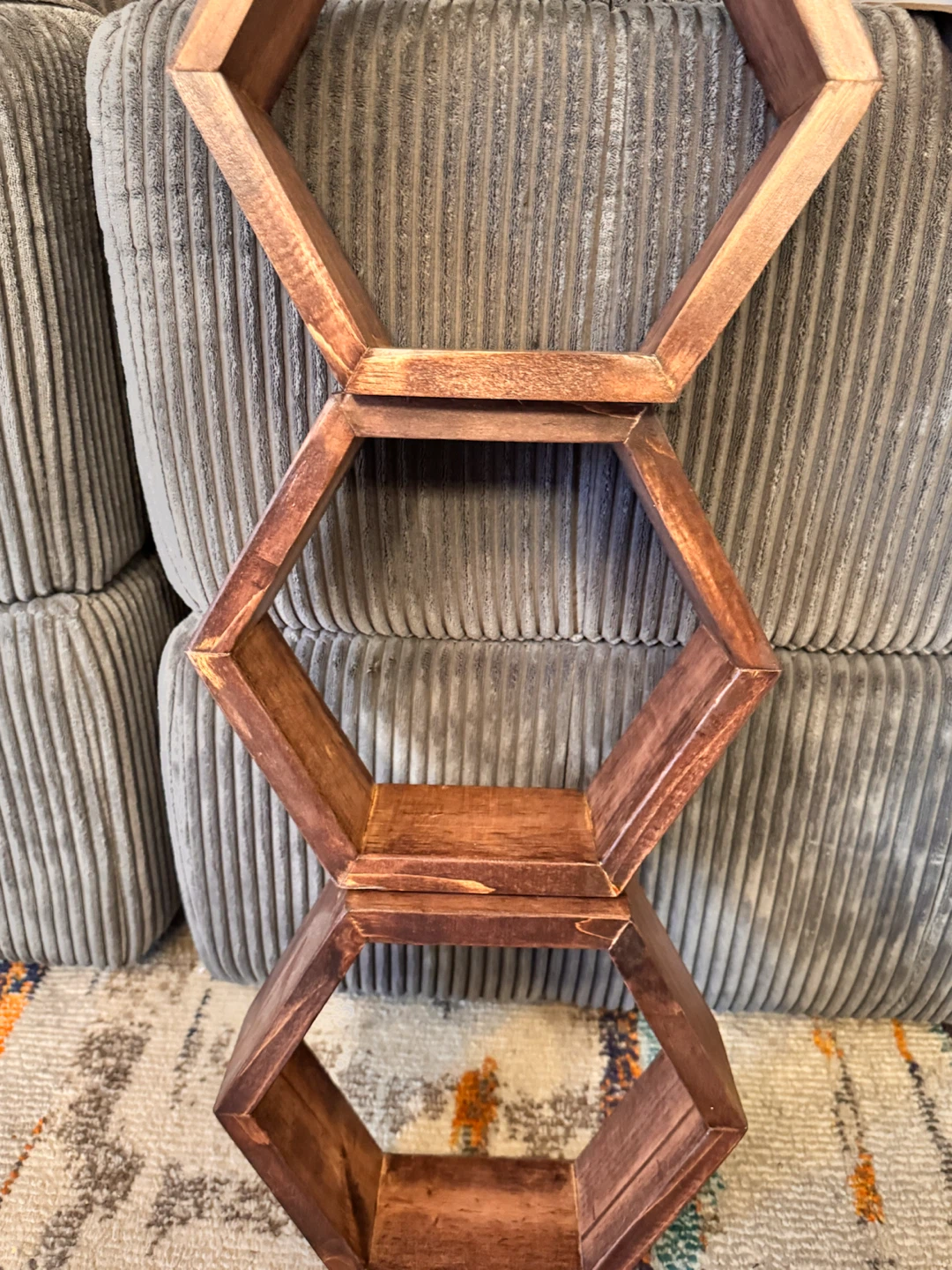 Set of 3 Hexagon Wooden Floating Shelves - photo 2