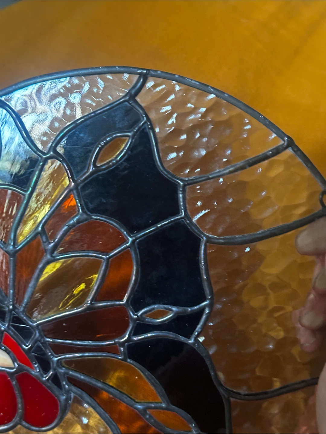 12" Vintage Butterfly Stained Glass Window Panel Suncatcher - photo 3