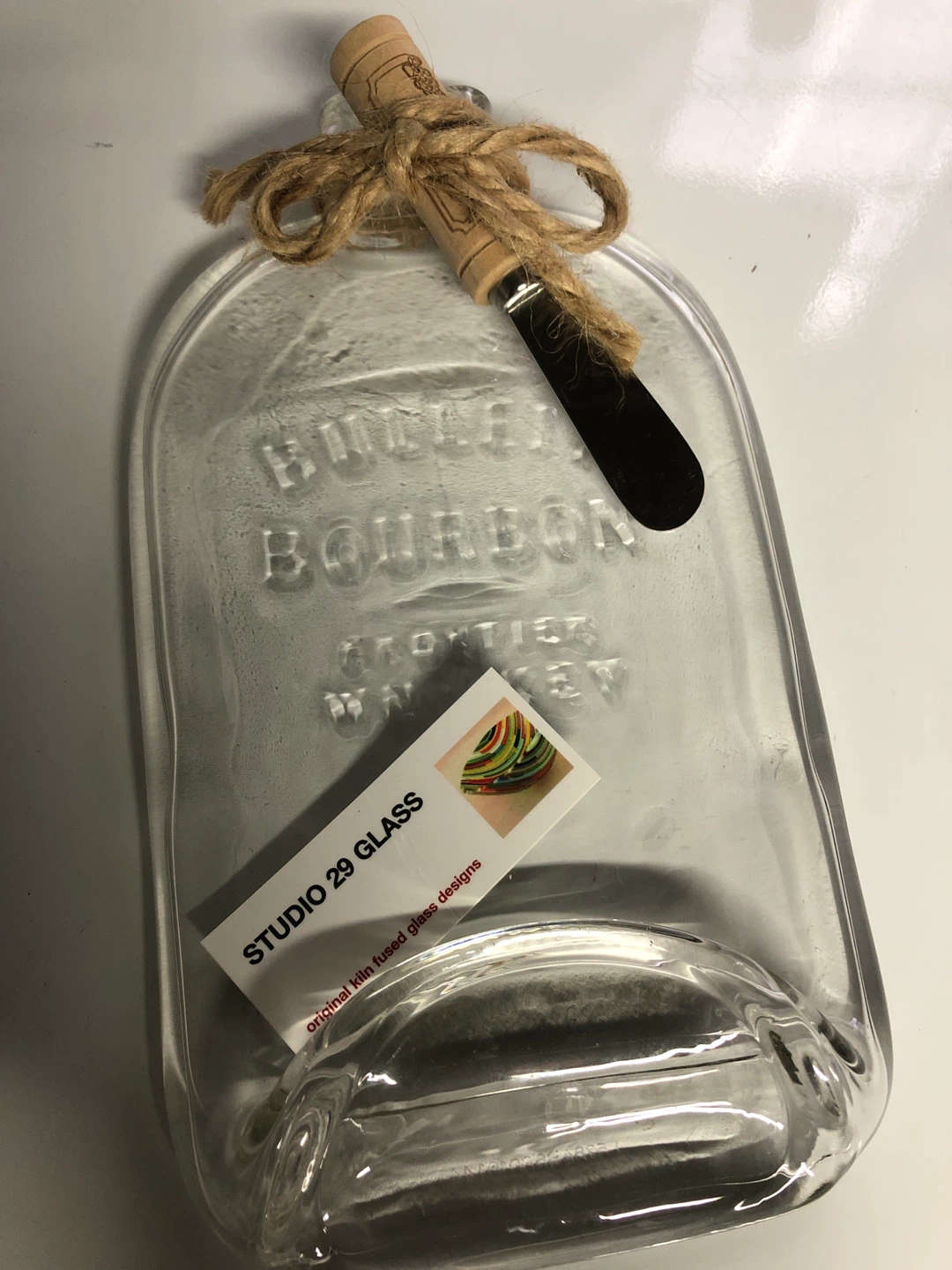 Studio 29 Glass Flattened Bourbon Bottle Serving Tray