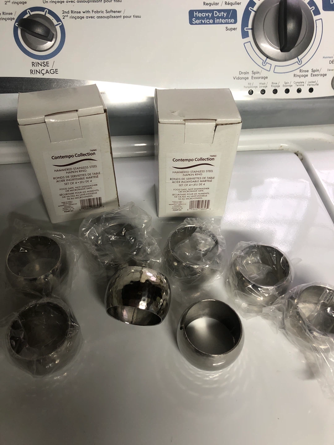 Contempo Collection Hammered Stainless Steel Napkin Rings
