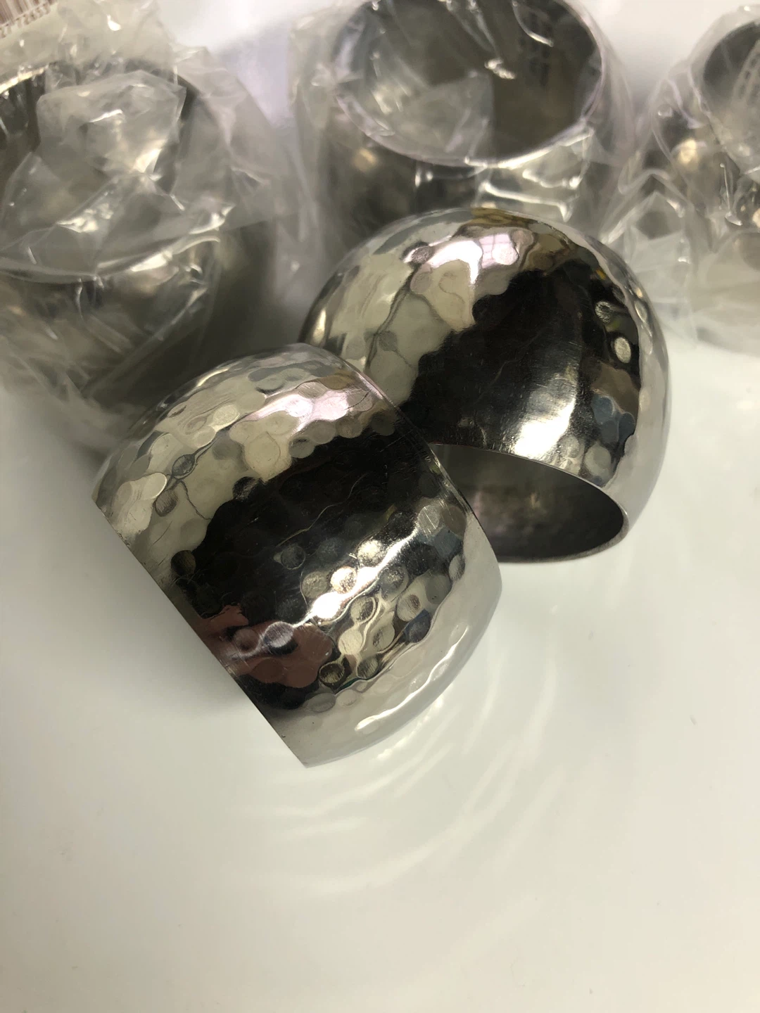 Contempo Collection Hammered Stainless Steel Napkin Rings - photo 3