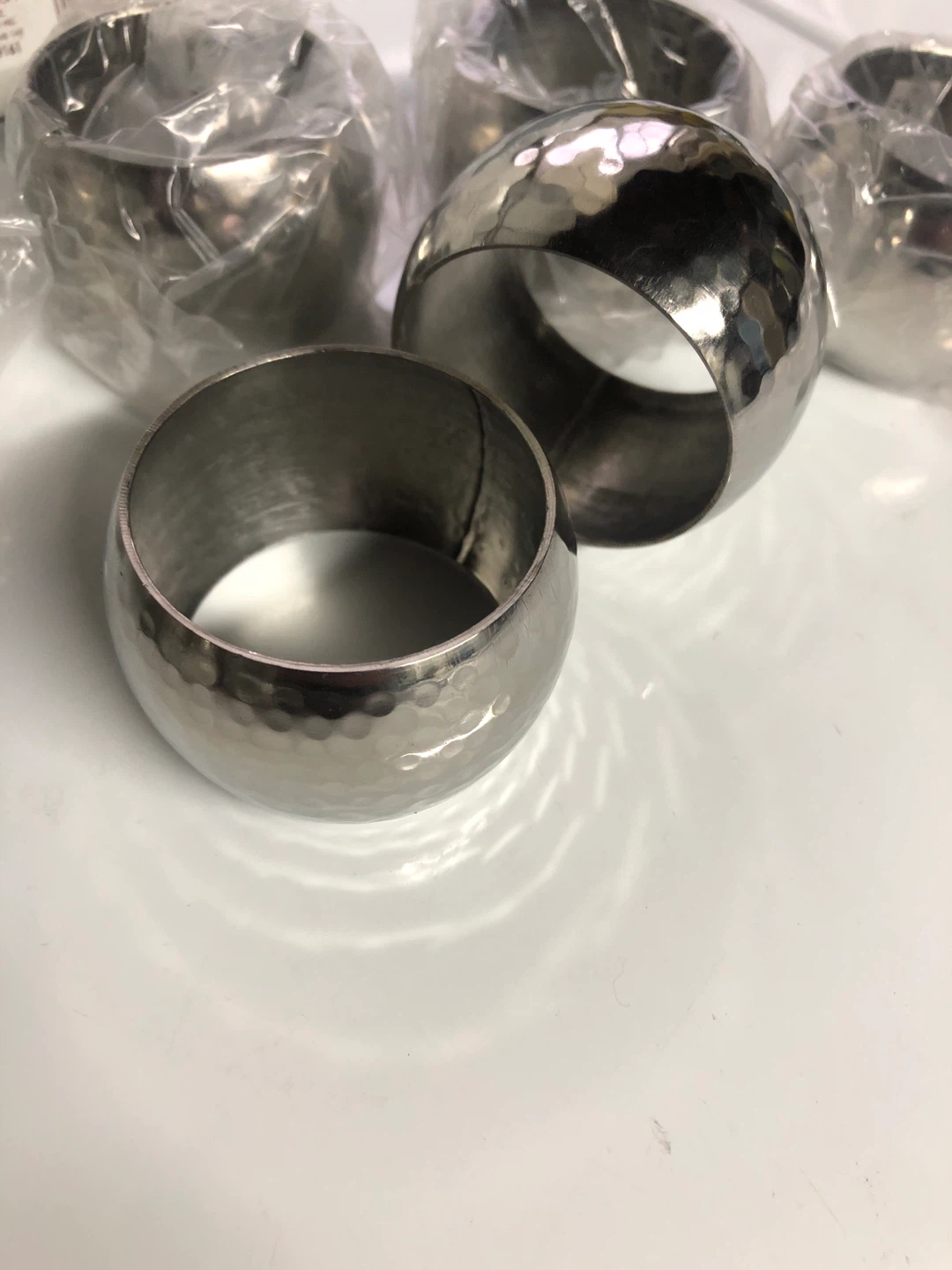 Contempo Collection Hammered Stainless Steel Napkin Rings - photo 4
