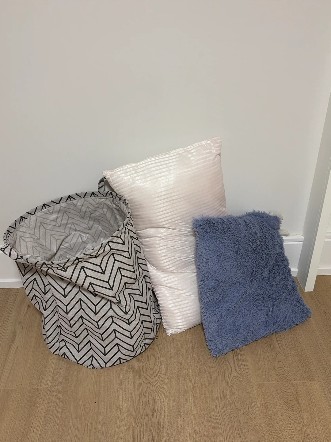 Storage Basket and Two Decorative Pillows