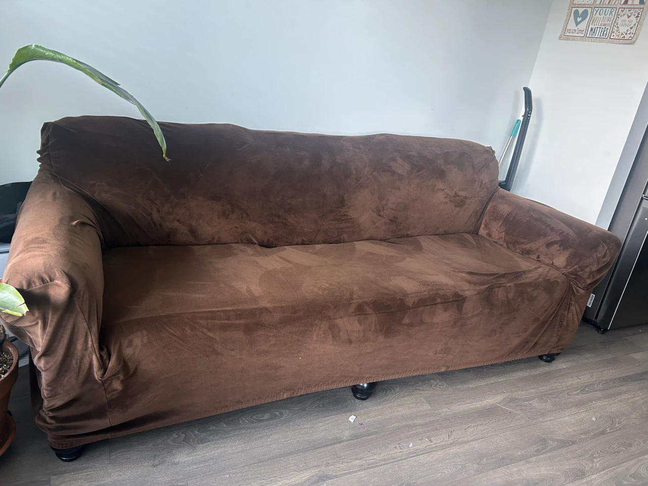 Sofa with Brown velvet sofa cover