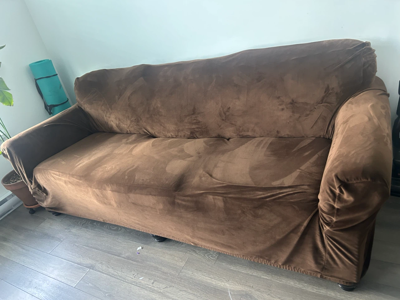 Sofa with Brown velvet sofa cover - photo 2