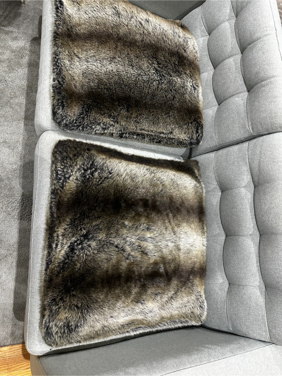2 Indigo Faux Fur Throw Pillows