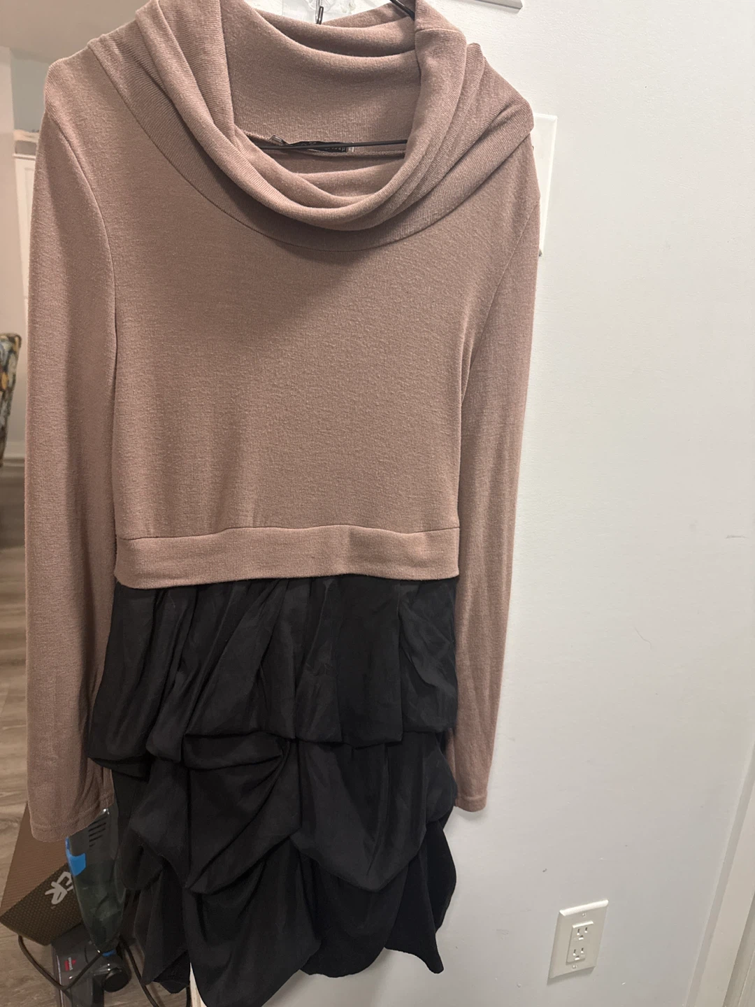 Two-Tone Cowl Neck Dress