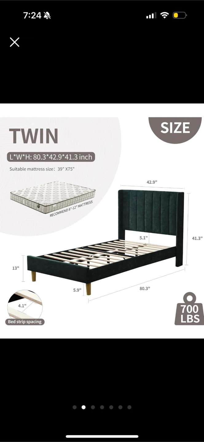 Bed with Velvet green frame Twin size + mattress Twin size - photo 2