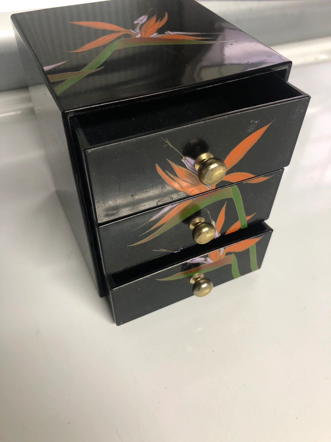 Black Floral Three-Drawer Desk Organizer - photo 2