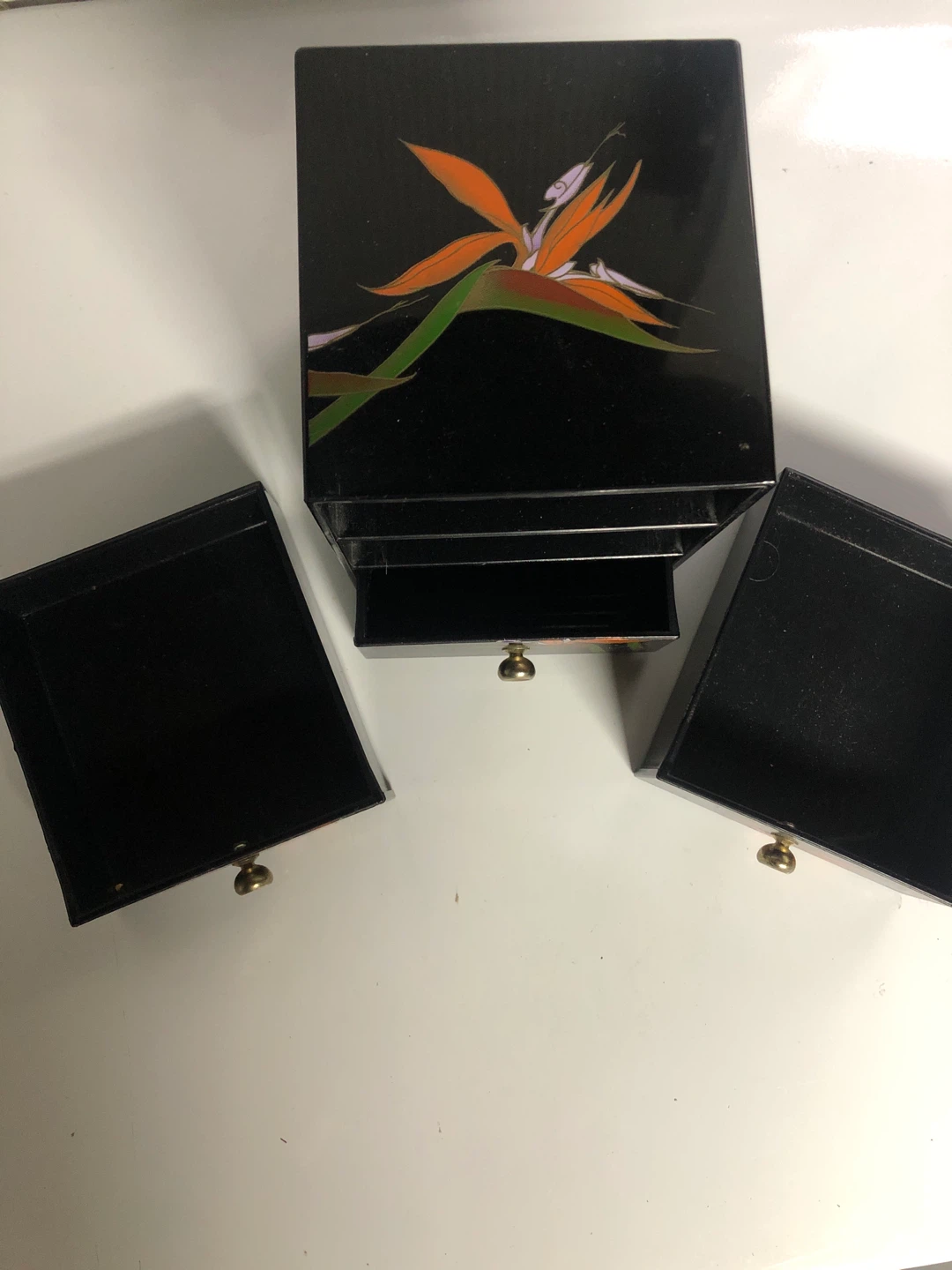 Black Floral Three-Drawer Desk Organizer - photo 3