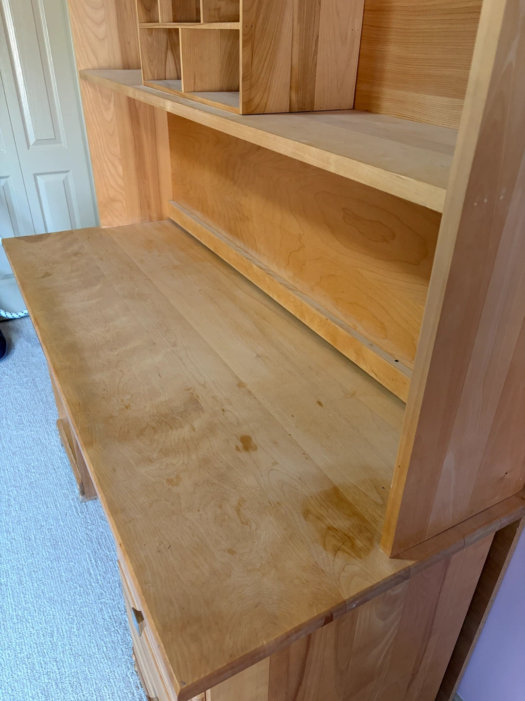 Solid Pine Wood Desk with Hutch - photo 2