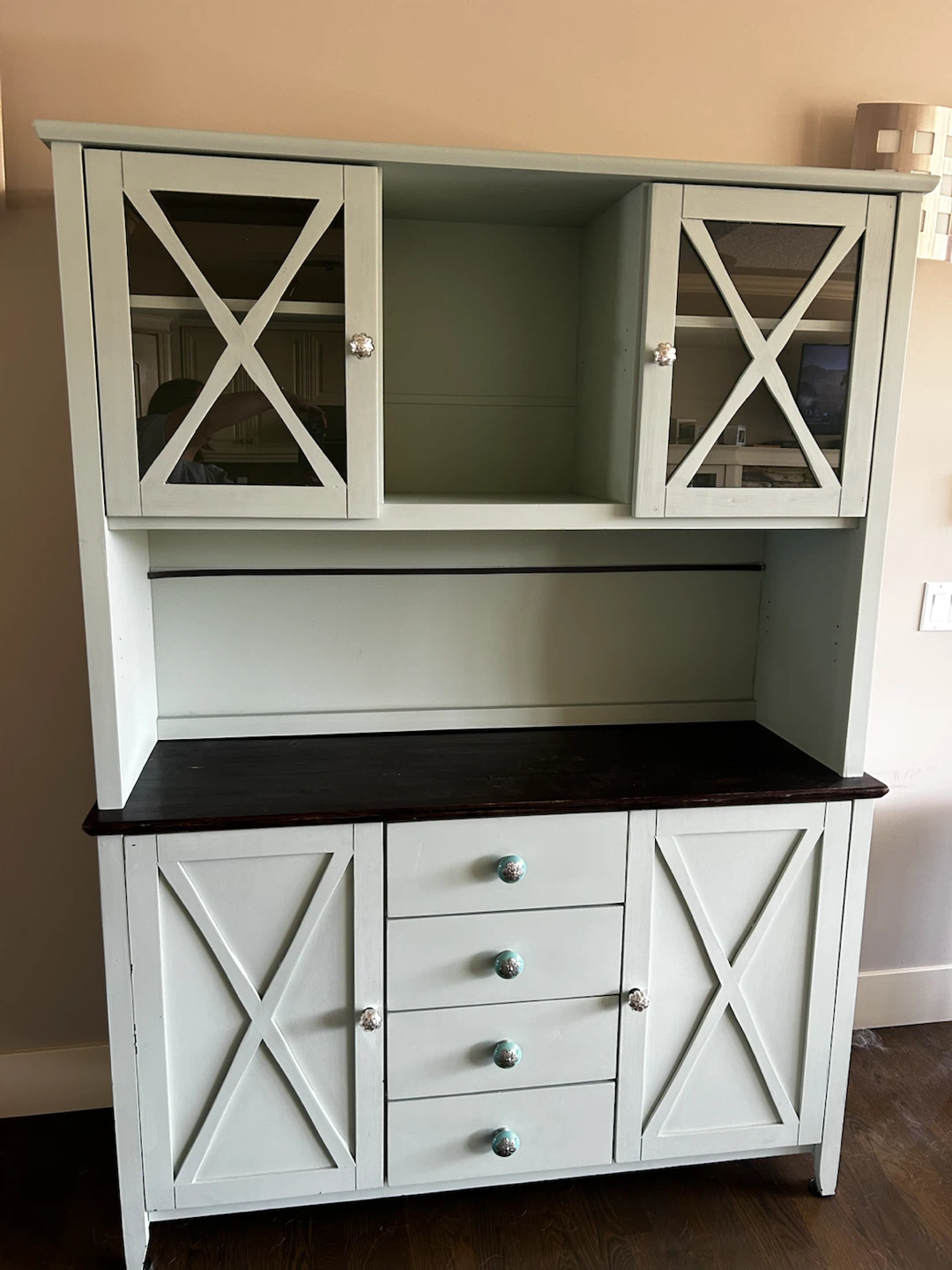 Robin’s Egg Blue Hutch with Drawers and Cupboards