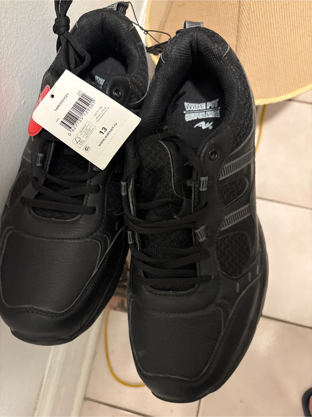 Athletic Works Men's Black Wide Fit Shoes Size 13