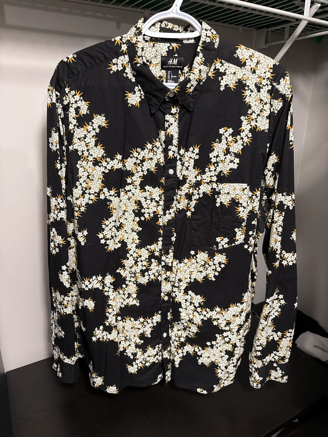H&M Floral Regular Fit Long Sleeve Shirt