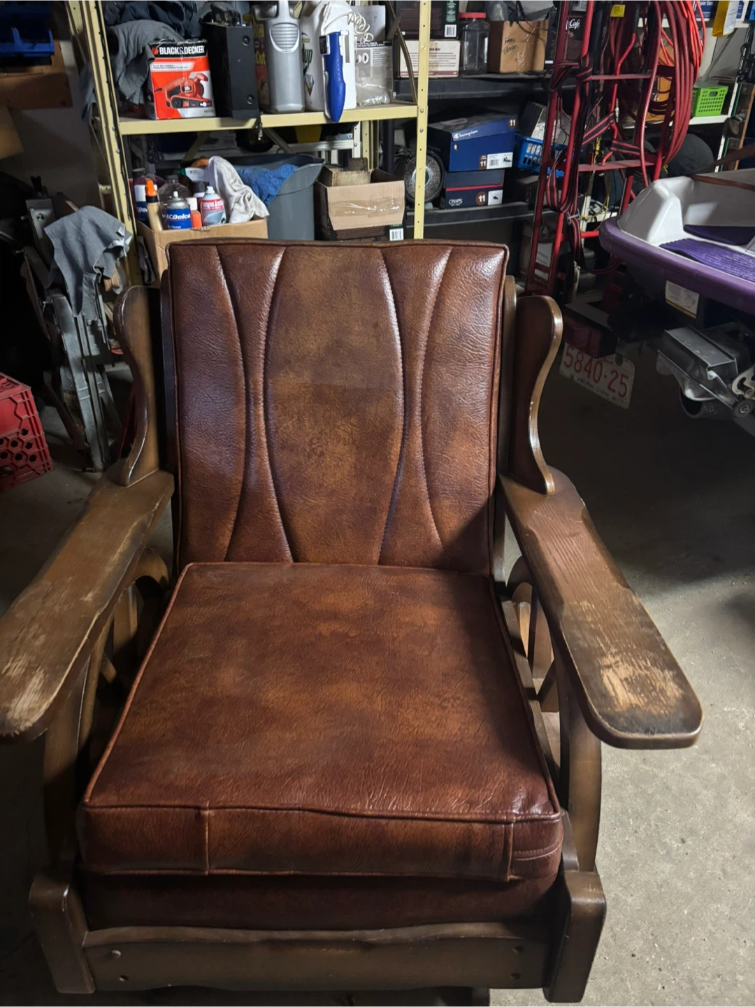 Vintage Wagon Wheel Rocking Chair