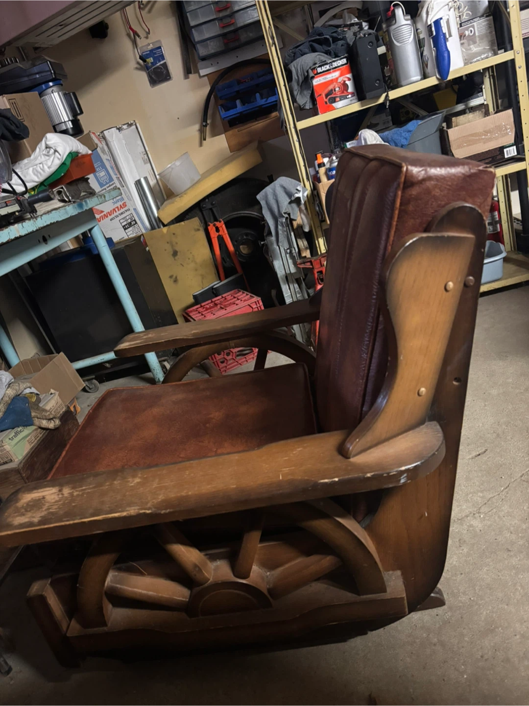 Vintage Wagon Wheel Rocking Chair - photo 2
