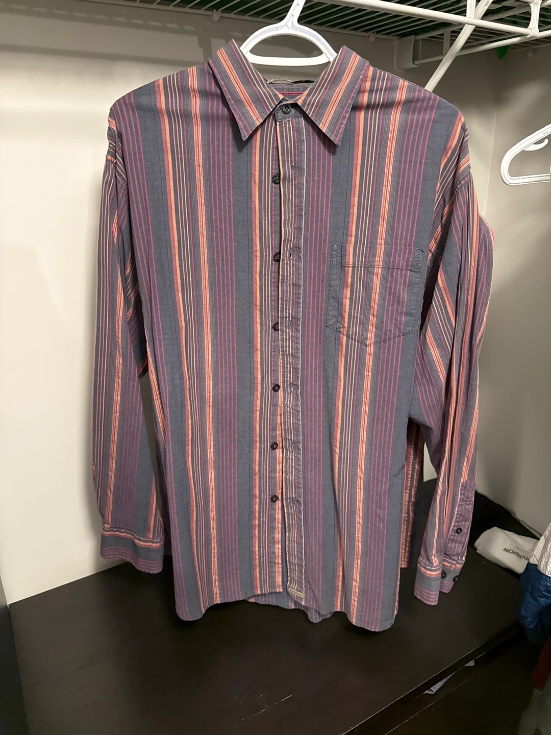Vintage Retreat Striped Long Sleeve Button-Up Shirt