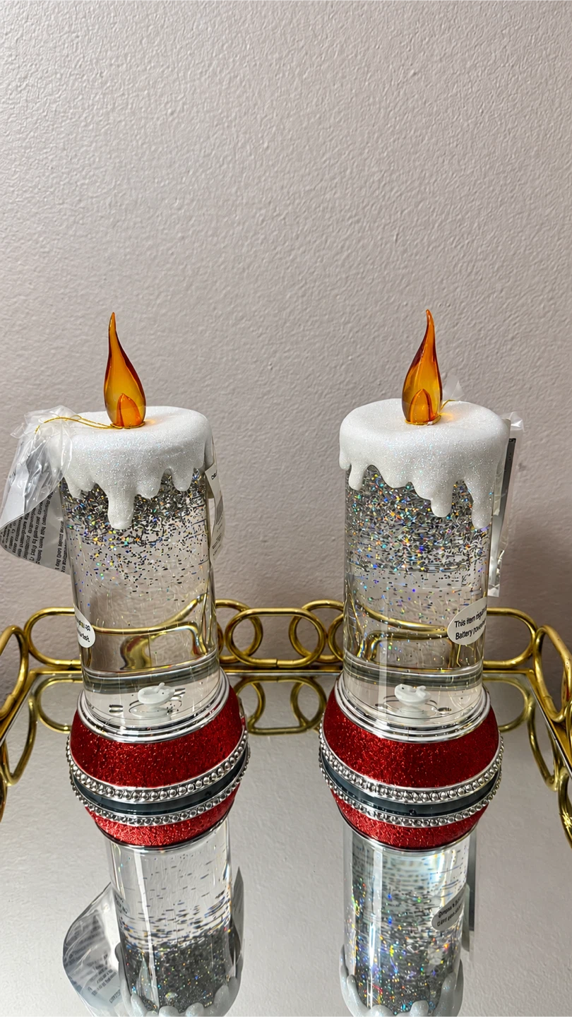Set of Two LED Glitter Candle Decorations - photo 2