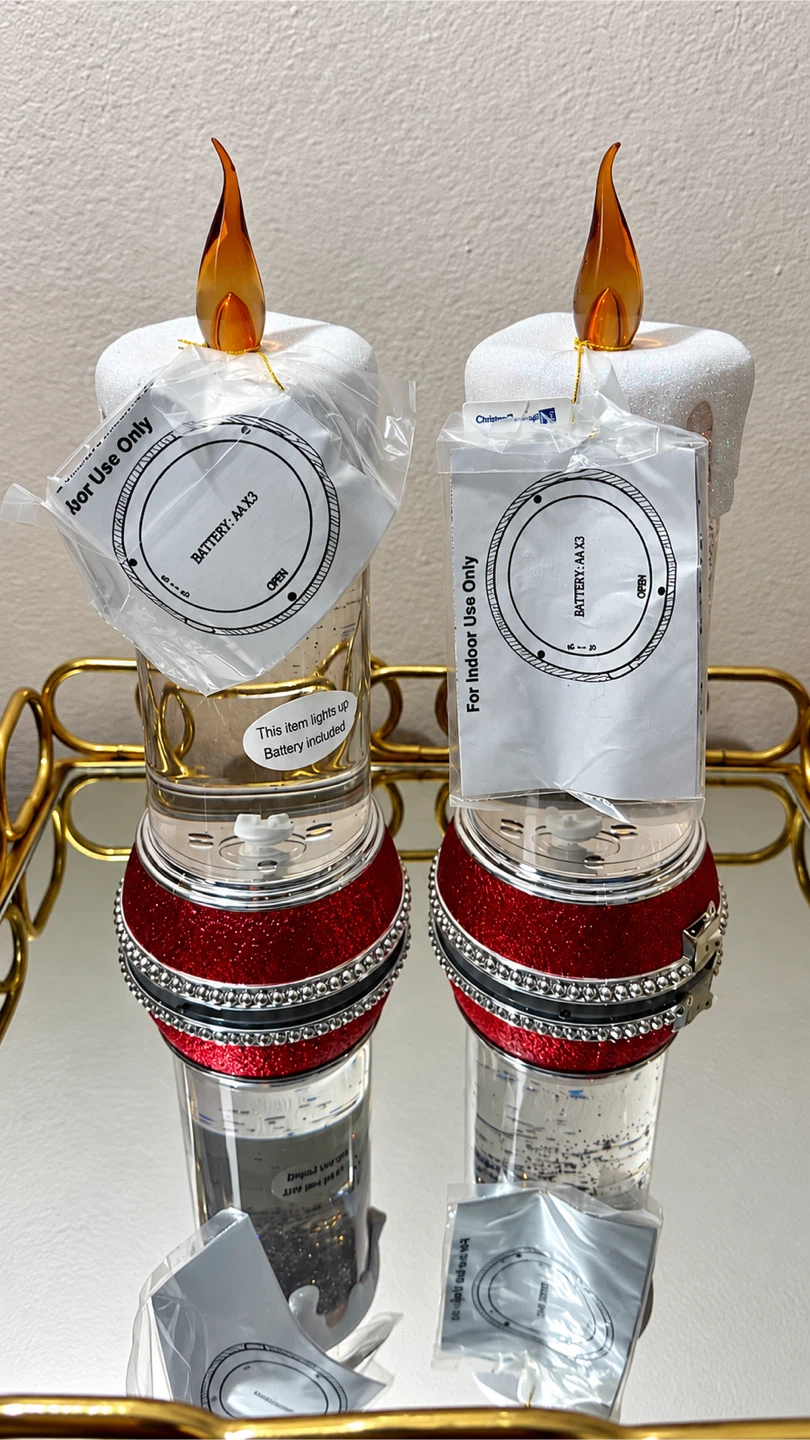 Set of Two LED Glitter Candle Decorations - photo 3